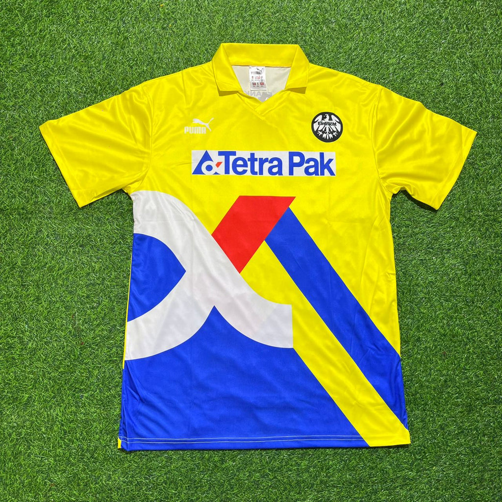 1993/96 Ralf Falkenmayer Eintracht Frankfurt Retro Yellow Football Jersey – Front View