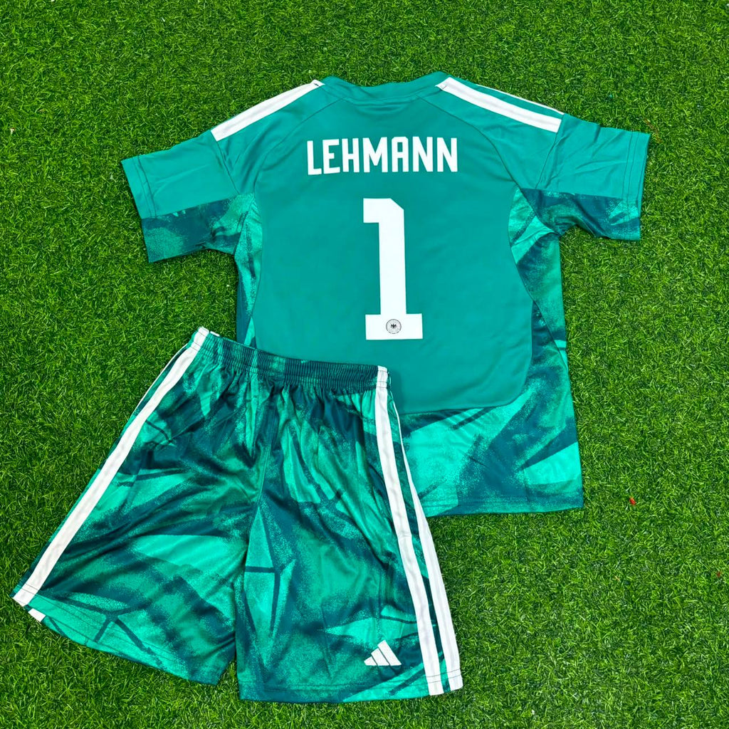 Jens Lehmann Germany Retro Goalkeeper Kids Football Jersey – Back View