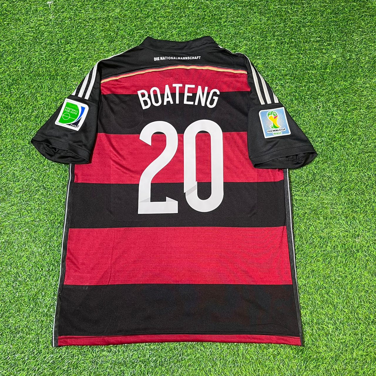 2014 Germany World Cup Brazil Black Red Retro Football Jersey – Jerome Boateng – Back View