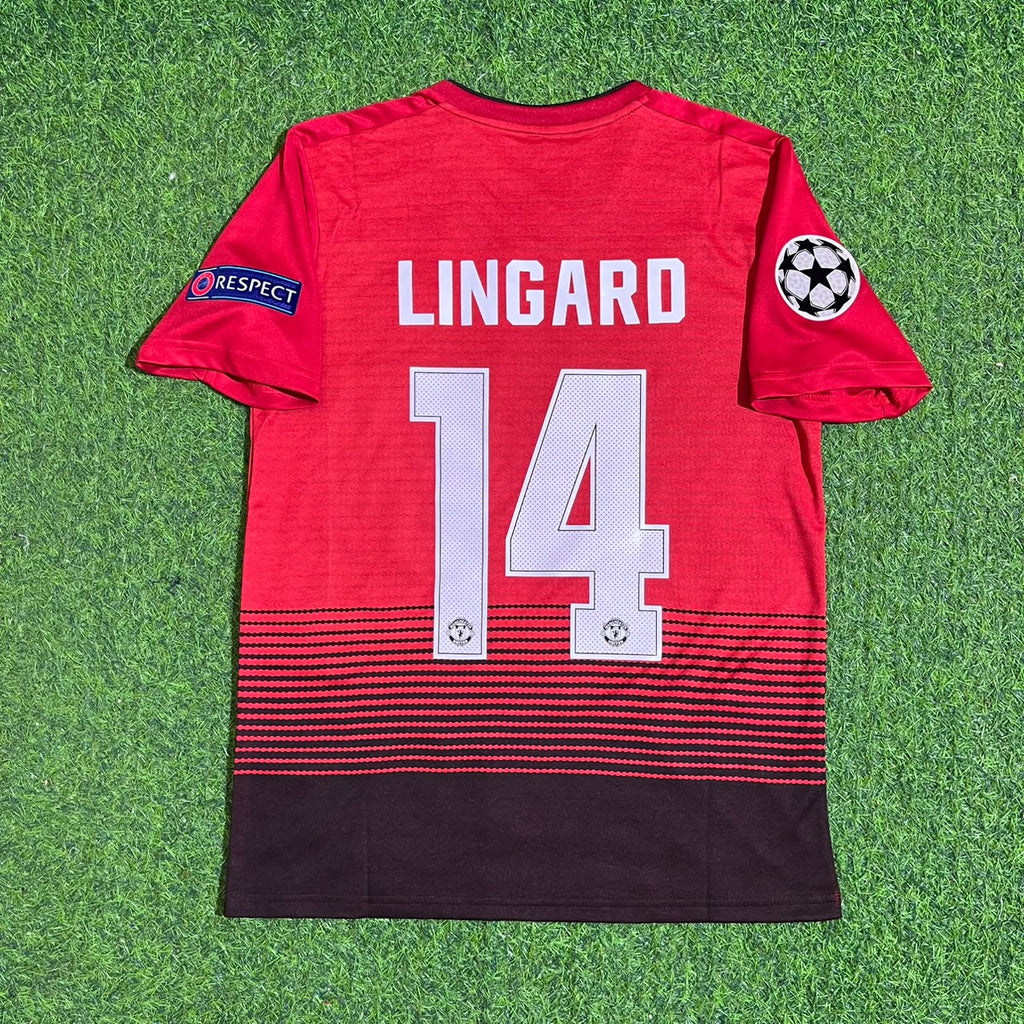 Jesse Lingard #14 Manchester United 2018/2019 Season Home Red Retro Football Jersey – Back View
