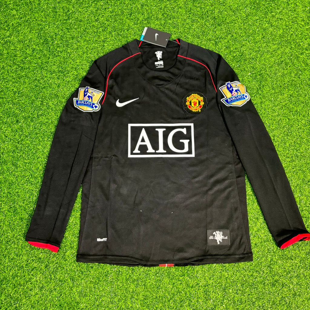 Ji-Sung Park 2007-2008 Manchester United Black Retro Jersey – Front View