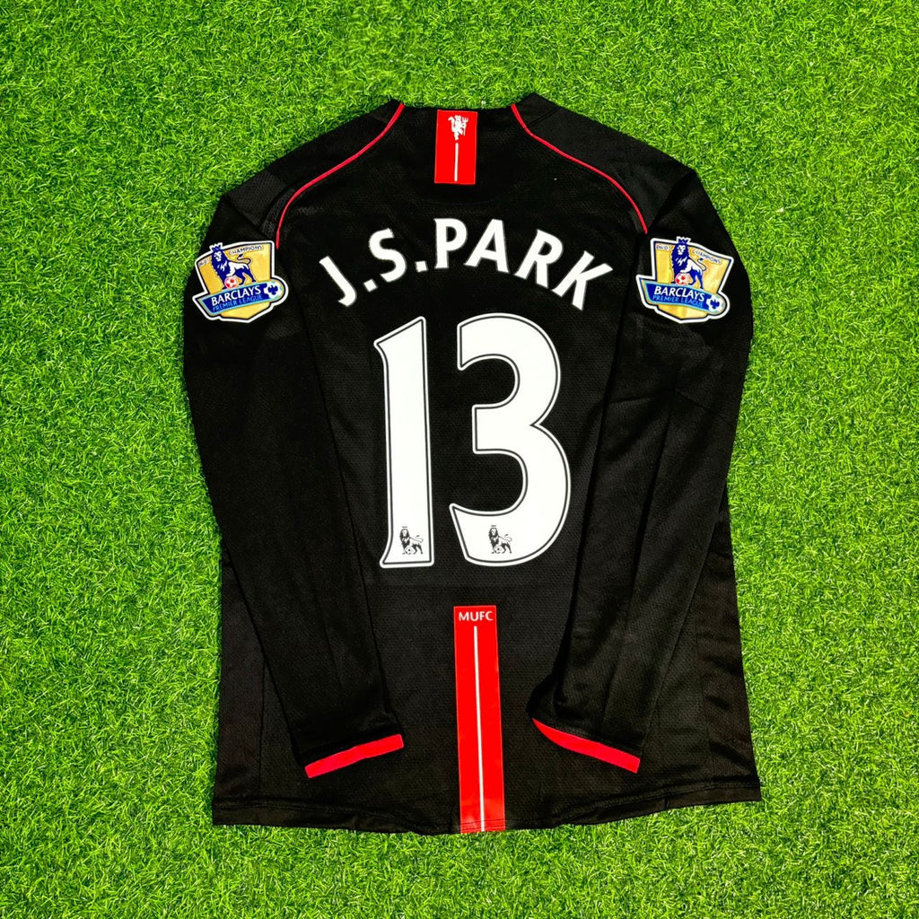 Ji-Sung Park 2007-2008 Manchester United Black Retro Jersey – Back View