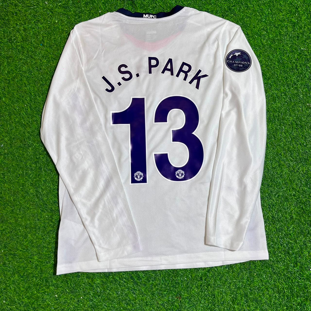 Ji sung-Park 13 Manchester United 2009 Champions Leage Final Rome Retro Long Sleeve Jersey – Back View