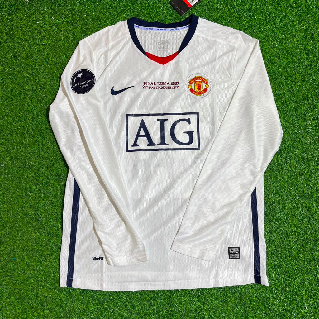 Ji sung-Park 13 Manchester United 2009 Champions Leage Final Rome Retro Long Sleeve Jersey – Front View