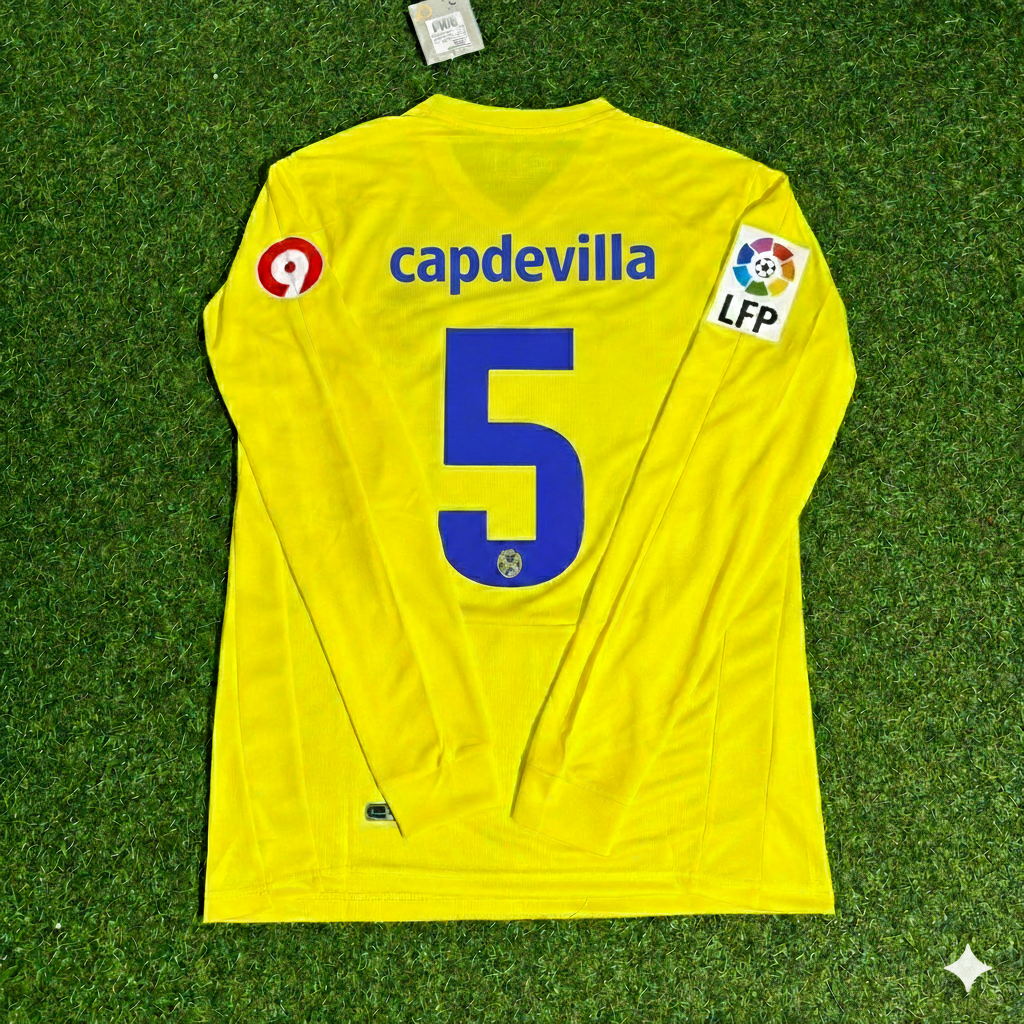 2008/09 Joan Capdevilla 5 Villarreal CF Long Sleeve Retro Football Jersey – Back View