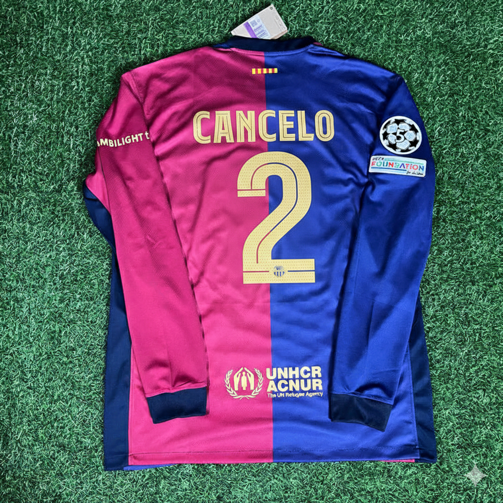 Barcelona 2025 Champions League Long Sleeve Jersey – João Cancelo 2- – Back View