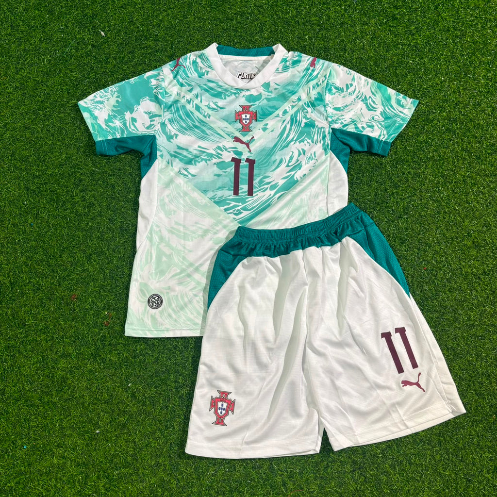 2026 Portugal World Cup João Félix Kids White Away Football Jersey – Front View