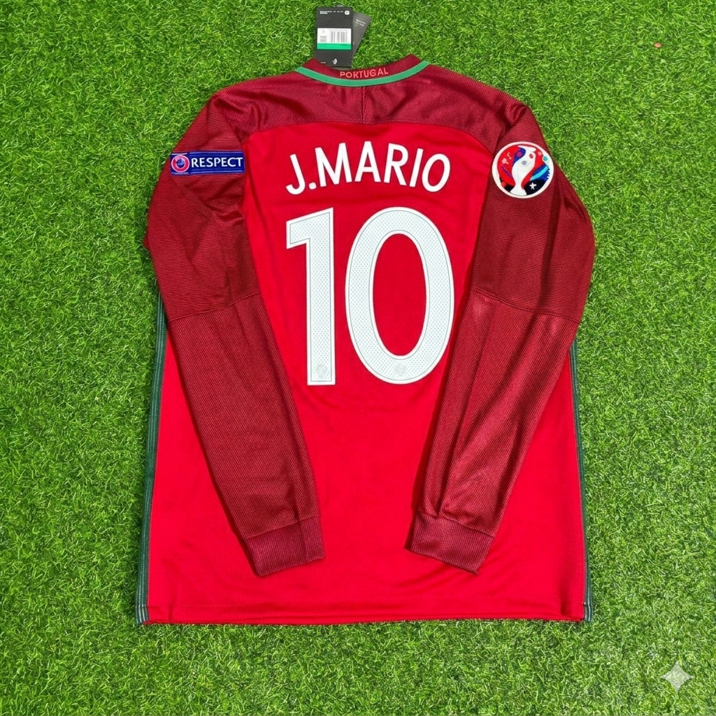 Portugal EURO 2016 Final Long Sleeve Retro Football Jersey – João Mário 10- – Back View