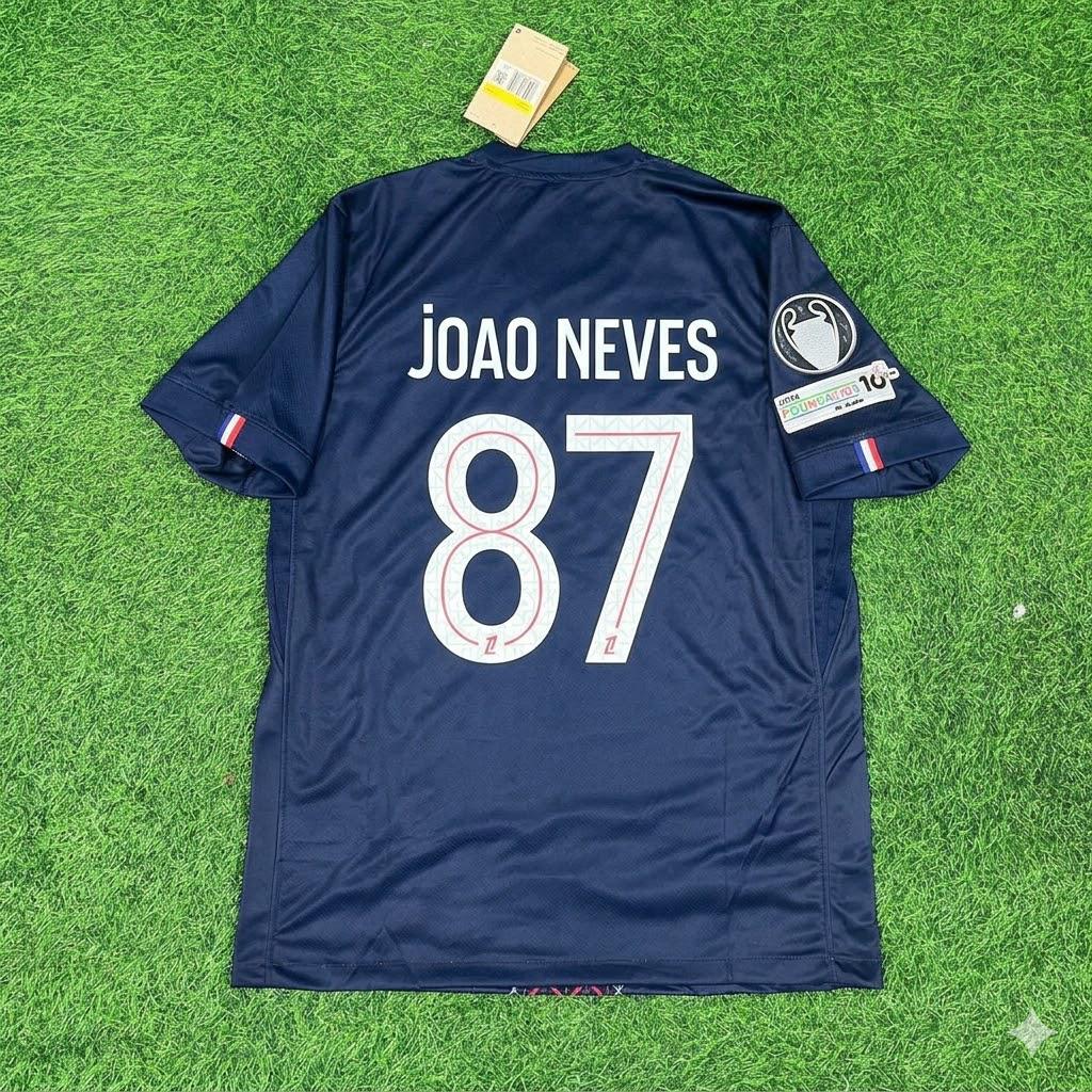 João Neves #87 Football Jersey – Back View
