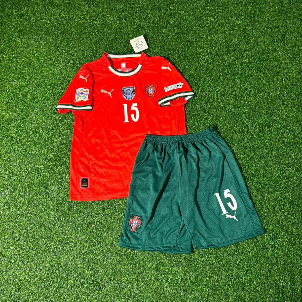Portugal Champion Red Kids Football Jersey – João Neves – Front View