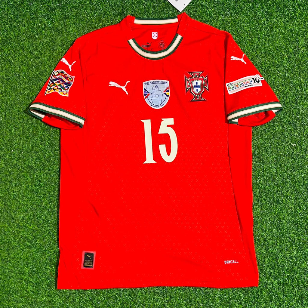 Portugal UEFA Nations League Winner Red Jersey – João Neves – Front View