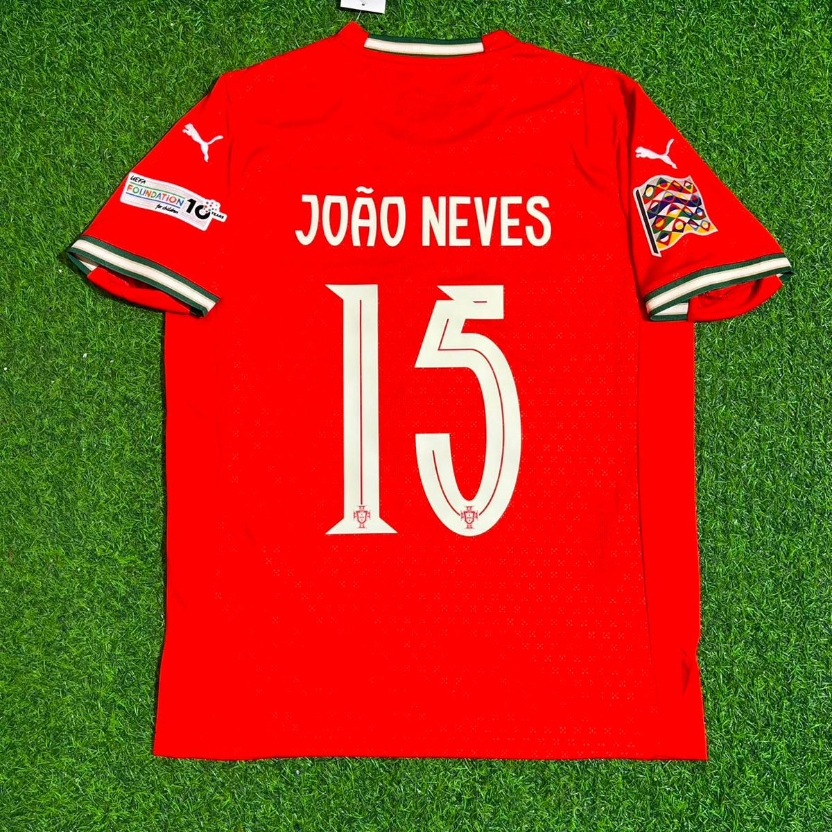 Portugal UEFA Nations League Winner Red Jersey – João Neves – Back View