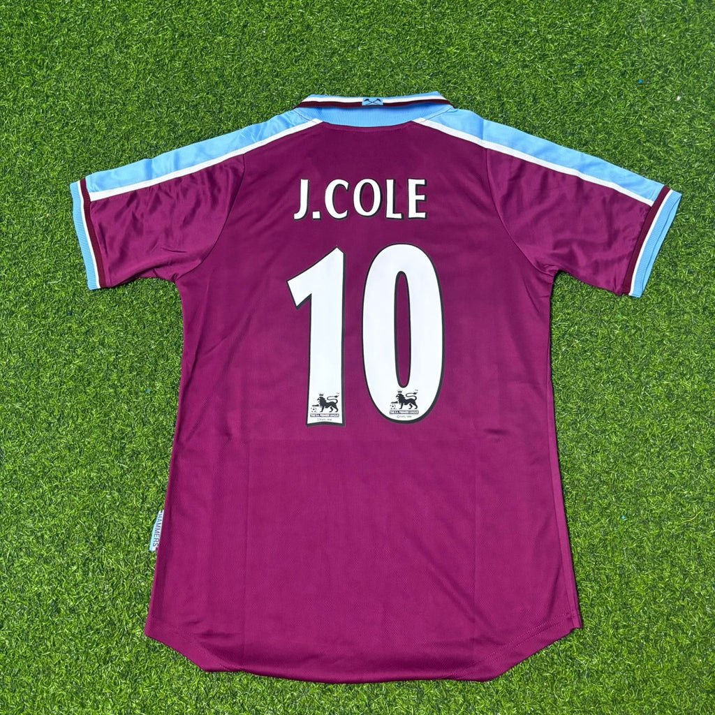 Joe Cole #10 West Ham 1999/00 Home Retro Football Jersey – Back View
