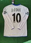 2004 Joe Cole 10 Chelsea Away Retro White Long Sleeve Football Jersey – Back View