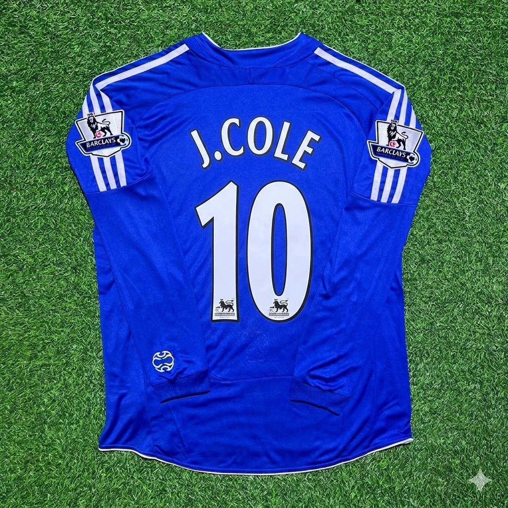 2006/08 Joe Cole #10 Chelsea Long Sleeve EPL Patch Football Jersey – Back View