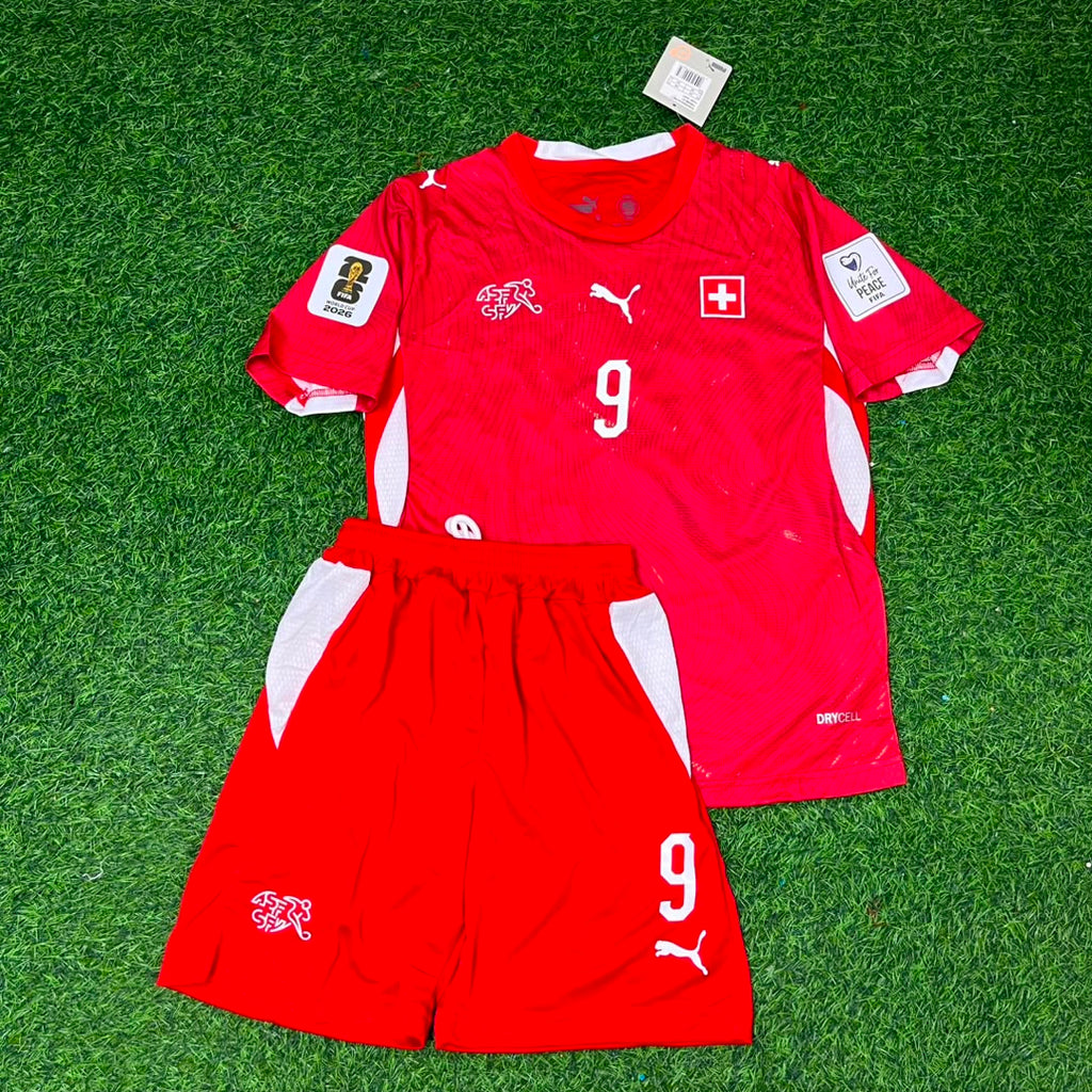 Johan Manzambi #9 Switzerland 2026 World Cup Children Jersey – Detailed View