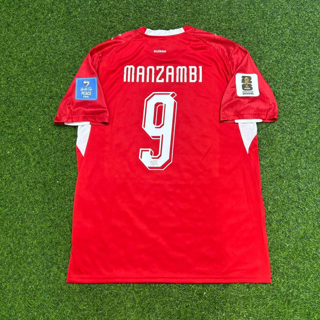 Switzerland 2026 World Cup Kit Jersey – Johan Manzambi 9 - – Back View