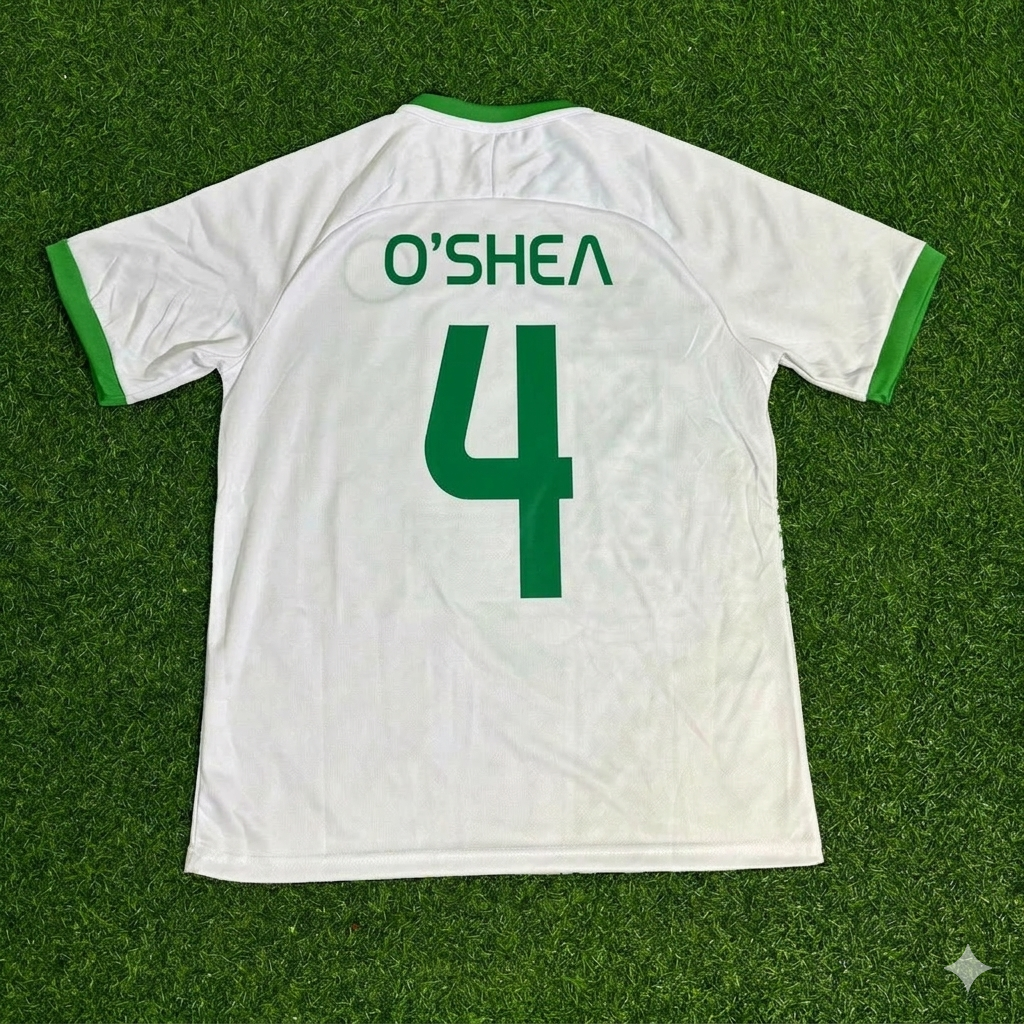 Ireland Vintage Special Edition White Football Jersey – John O'Shea 4- – Back View