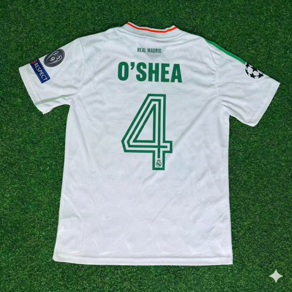 Ireland White Legendary Anniversary Retro Football Jersey – John O'Shea – Back View