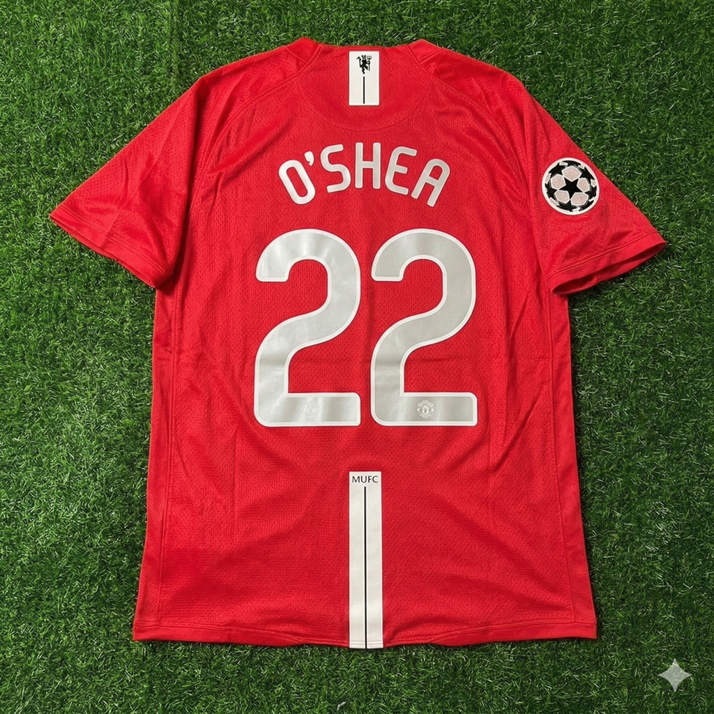 Manchester United Champions League Final Moscow 2008 Retro Red – John O'Shea – Back View