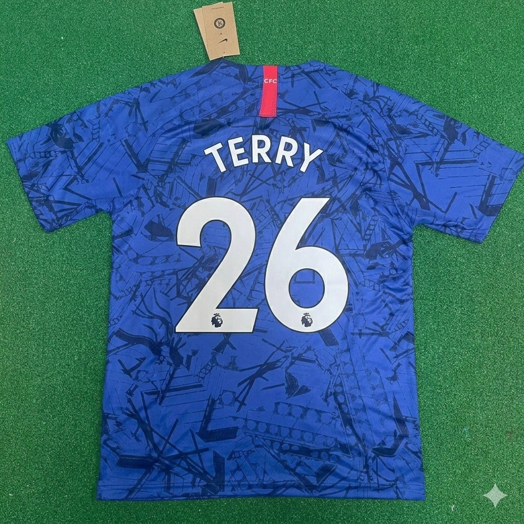 John Terry #26 Chelsea Blue Retro Football Jersey – Back View