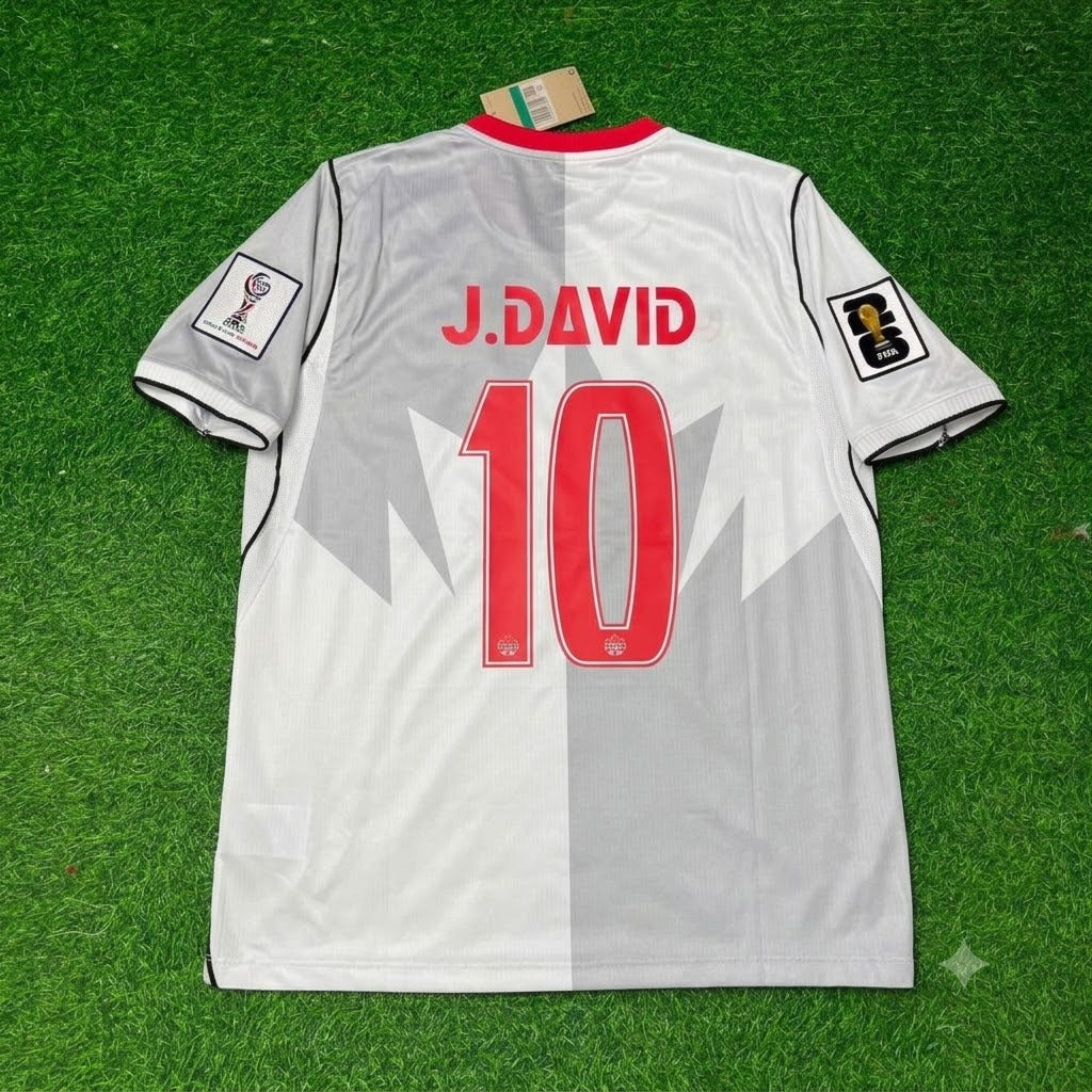 2026 Canada World Cup Jonathan David #10 Away White Football Jersey – Back View
