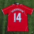 2014/15 Jordan Henderson 14- Liverpool Home Retro Football Jersey – Back View