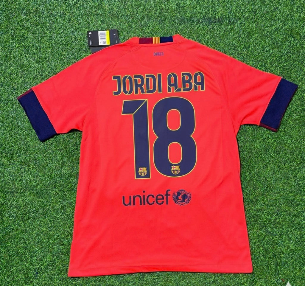 Barcelona 2014 Kit Season Retro Jersey – Jordi Alba 18- – Back View
