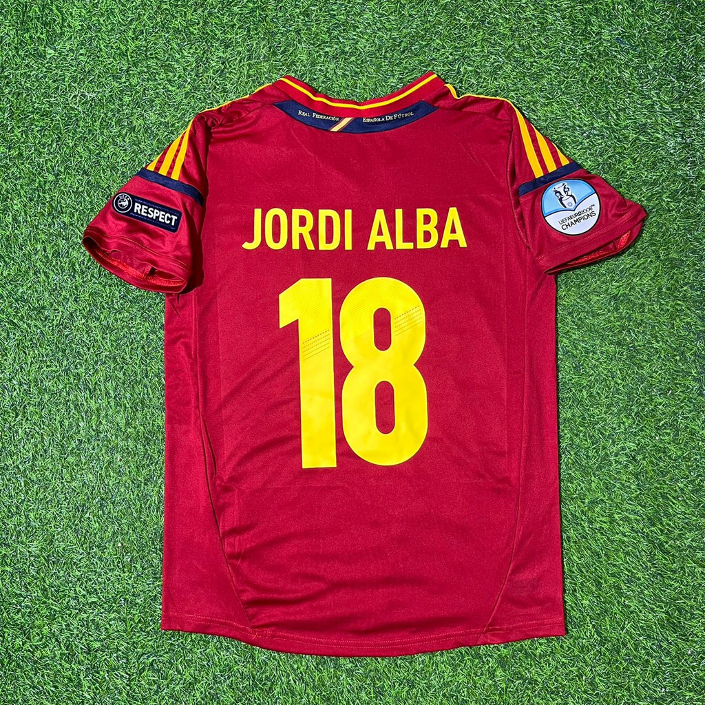Jordi Alba Spain EURO 2012 Final Retro Football Jersey – Back View