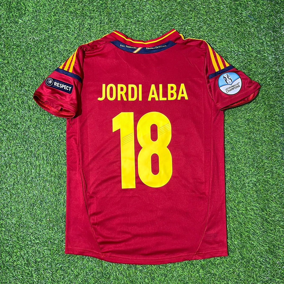 Jordi Alba Spain EURO 2012 Final Retro Football Jersey – Back View