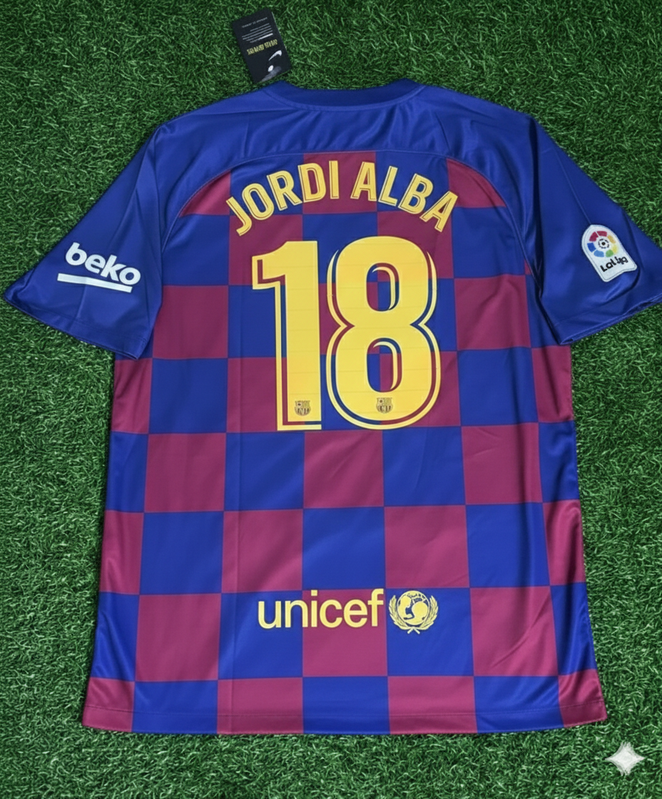 2019/20 Jordi Alba Barcelona Home Retro Football Jersey – Back View