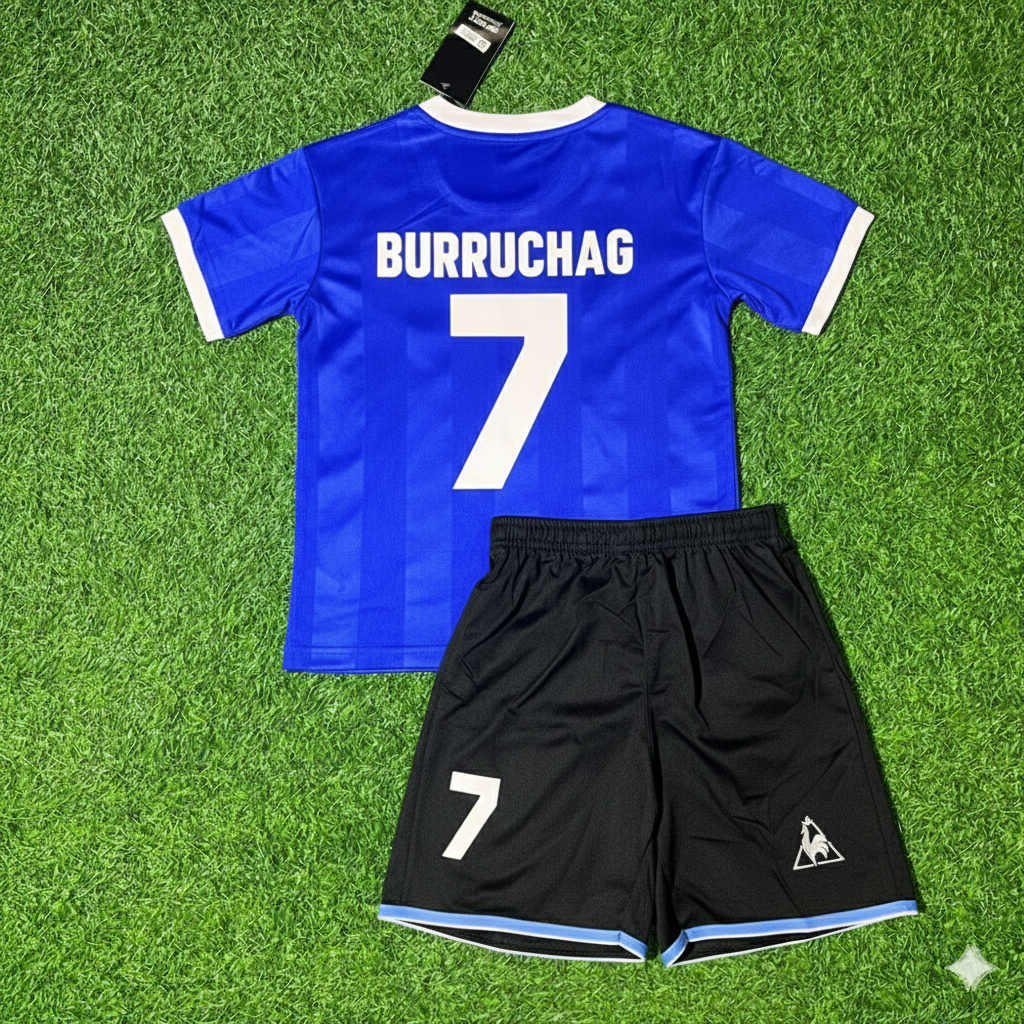 Argentina 1986 World Cup Final Blue Kids Retro Football Jersey – Jorge Burruchaga 7- – Back View