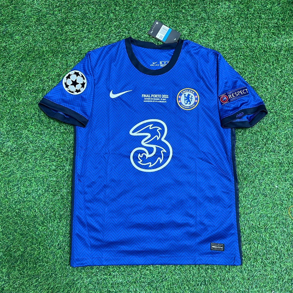 2021 Jorginho Chelsea Champions League Final Porto Blue Retro Football Jersey – Front View