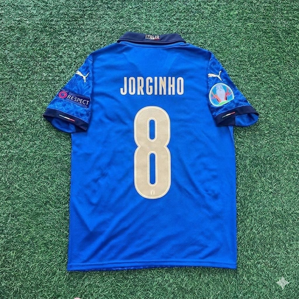 Italy EURO 2020 Final Retro Soccer Jersey – | | – Jorginho #8 – Back View