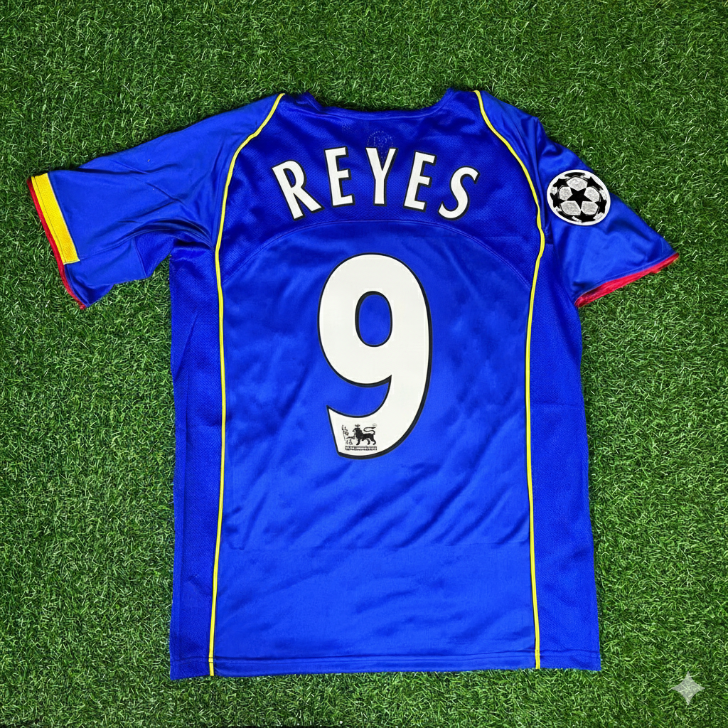 2004/05 Jose Antonio Reyes Arsenal Blue Retro Football Jersey – Back View