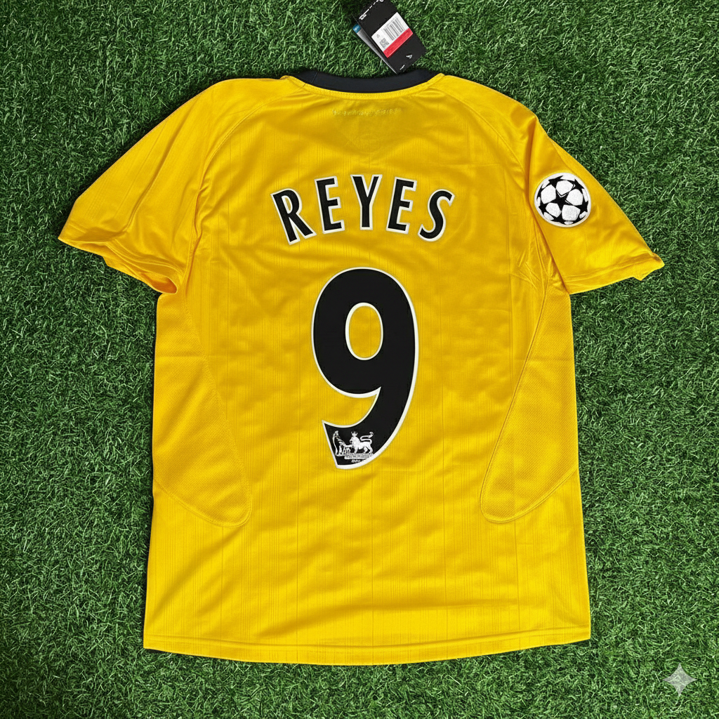Jose Antonio Reyes 9 - Arsenal 2005/06 Yellow Retro Kit Jersey – Back View