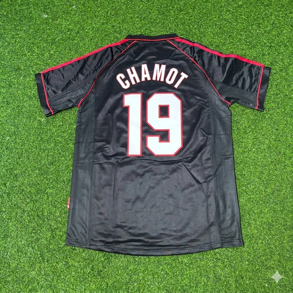 José Chamot #19 AC Milan 1998/99 Black Retro Football Jersey – Back View