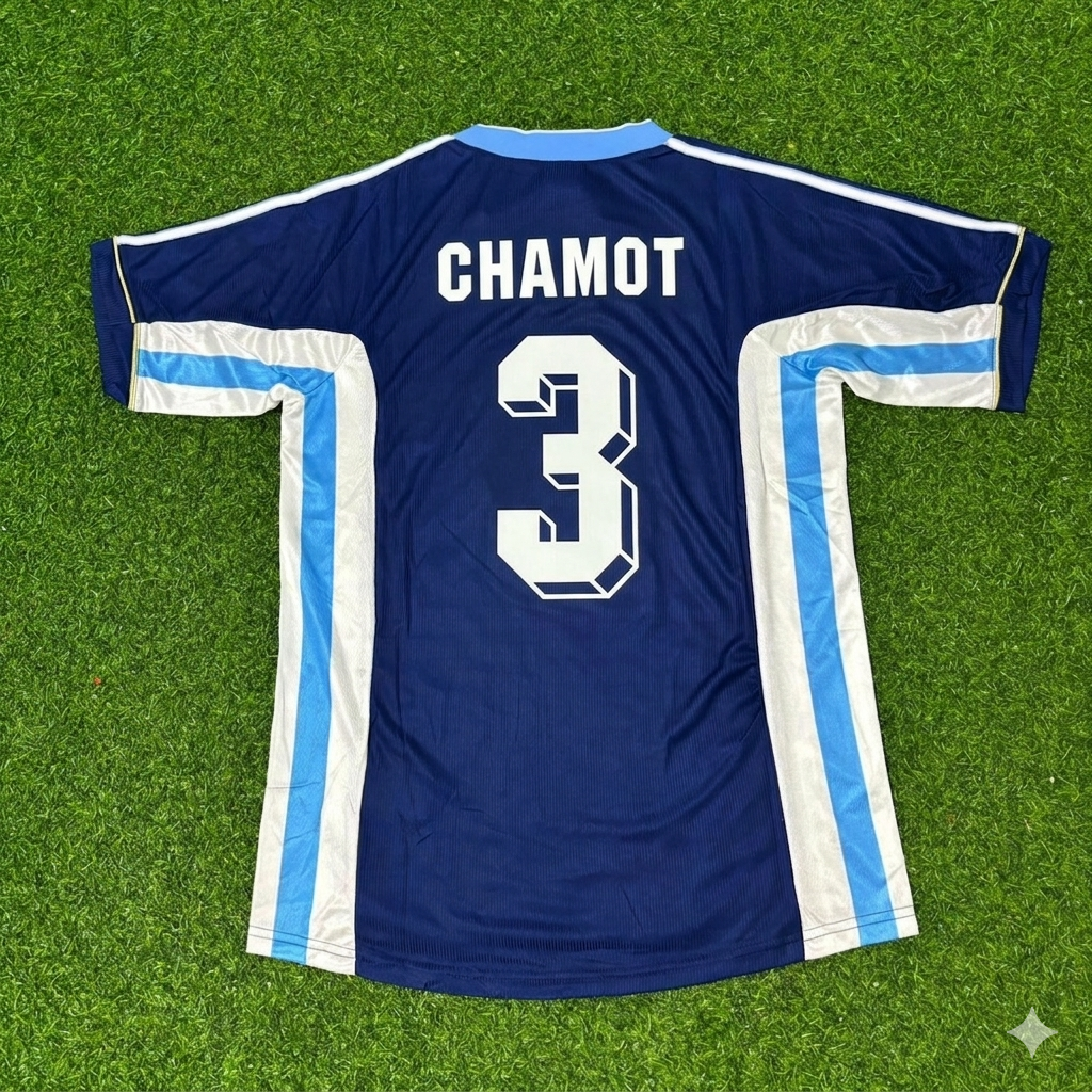 1998 Argentina World Cup José Chamot #3 Blue Retro Football Jersey – Back View