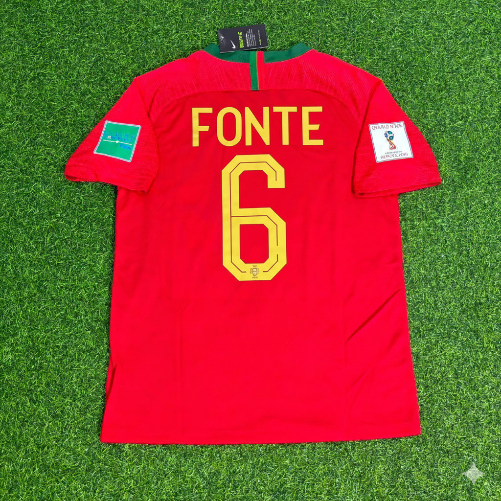 Portugal 2018 World Cup Red Retro Football Jersey – Jose Fonte – Back View