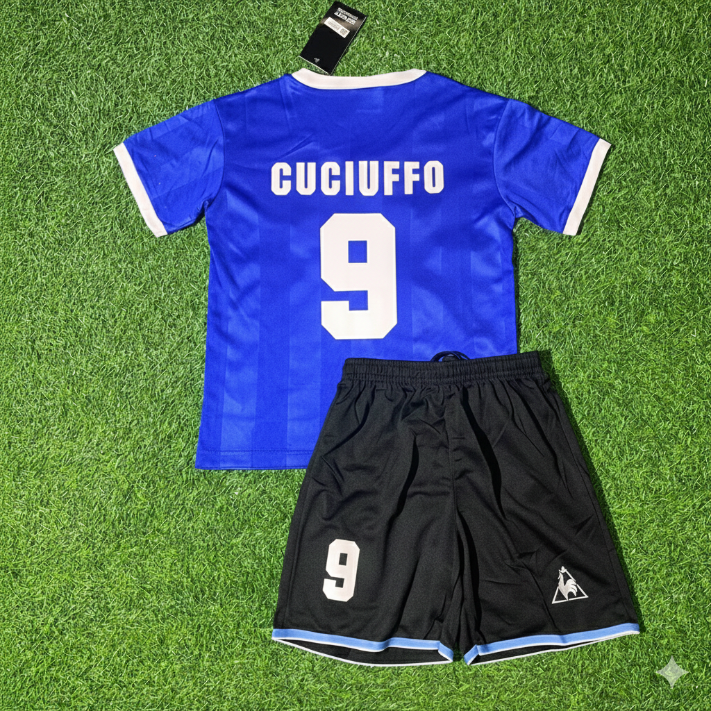 Argentina 1986 World Cup Final Blue Kids Retro Football Jersey – José Luis Cuciuffo 9- – Back View