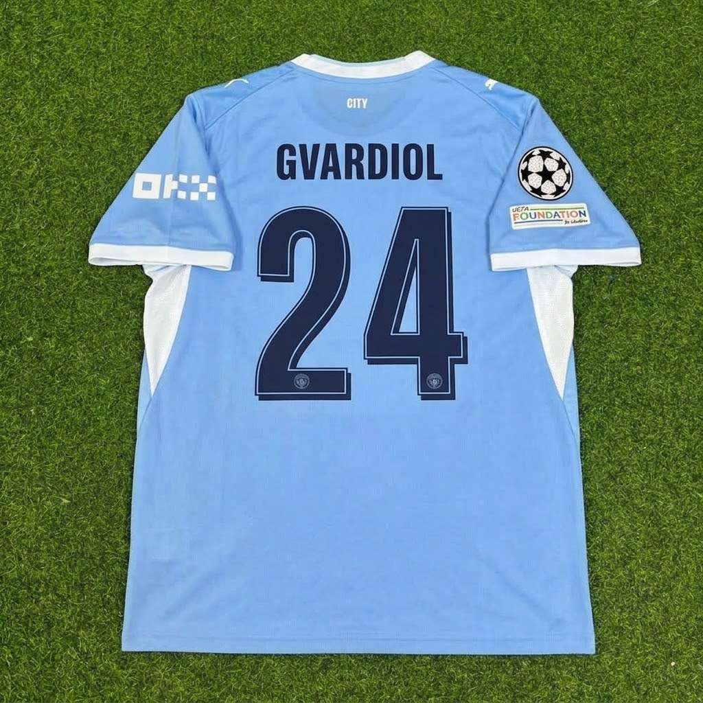 Manchester City 2026-27 Home New Season Champions League Patch Jersey – Joško Gvardiol #24 – Back View