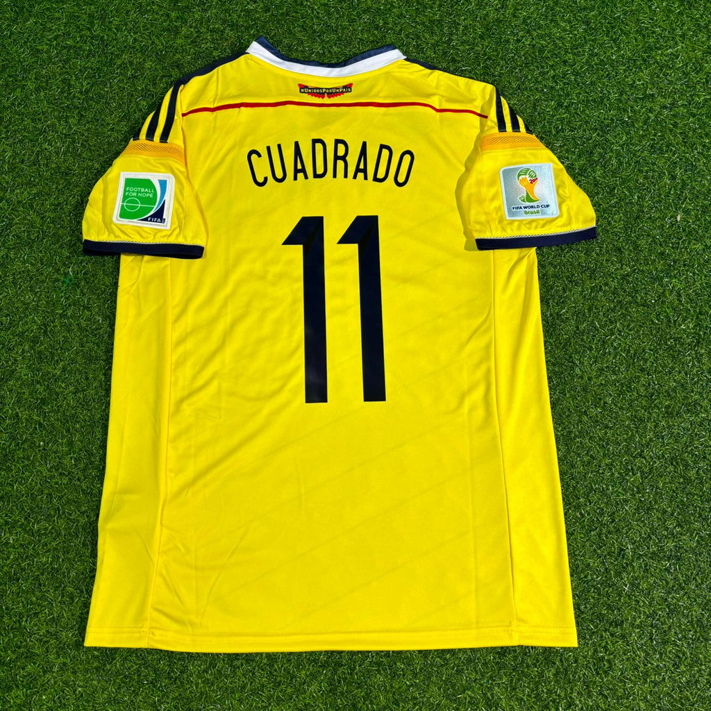 Juan Cuadrado Colombia 2014 World Cup Blue Retro Jersey – Back View