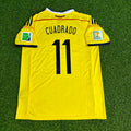 Juan Cuadrado Colombia 2014 World Cup Blue Retro Jersey – Back View