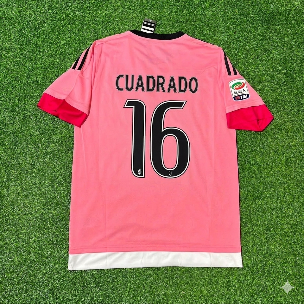 Juventus Retro Pink 2015-2016 Jersey – Juan Cuadrado – Back View