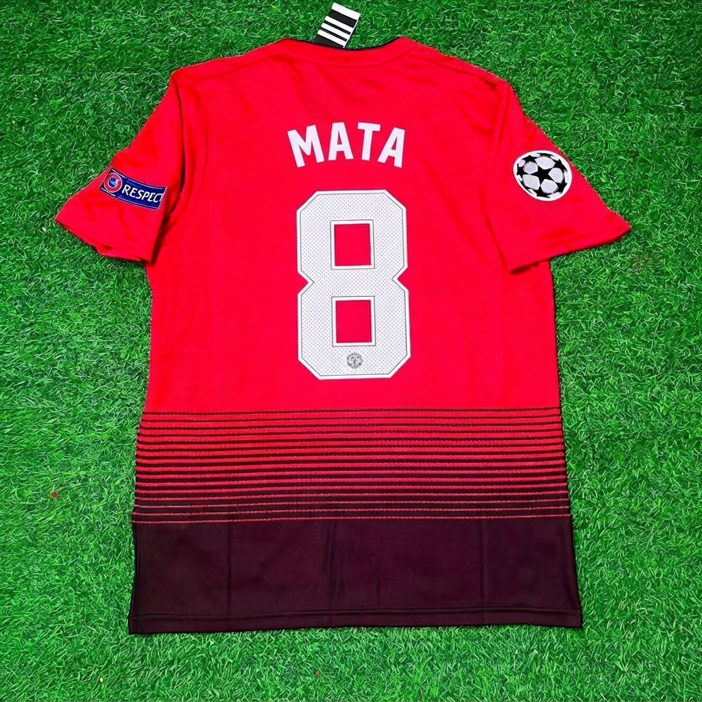 Juan Mata #8 Manchester United 2018/2019 Season Home Red Retro Football Jersey – Back View