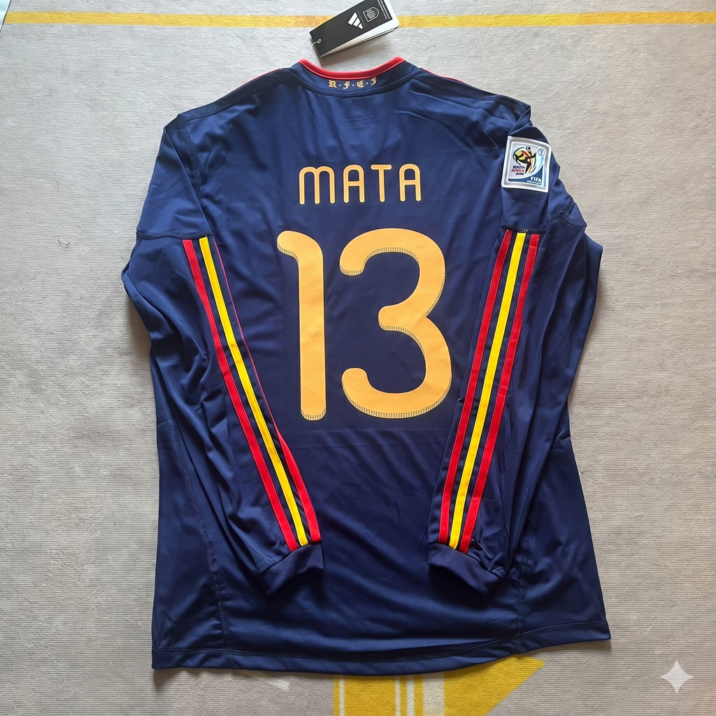2010 Spain World Cup Juan Manuel Mata - Final Retro Football Jersey – Back View