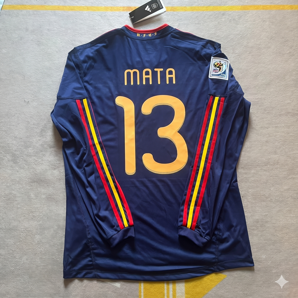 2010 Spain World Cup Juan Manuel Mata - Final Retro Football Jersey – Back View