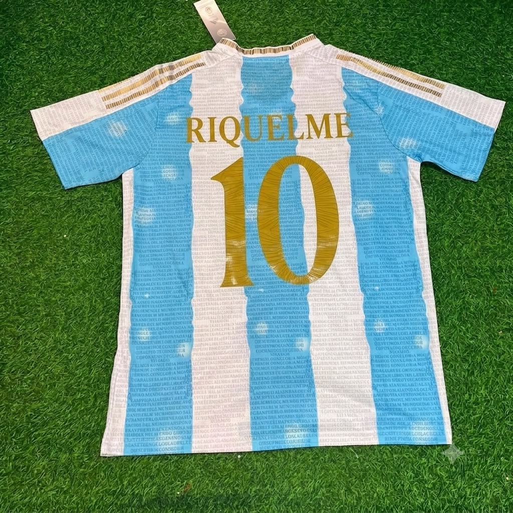 Juan Roman Riquelme Argentina Commerative Anniversary Football Jersey – Back View