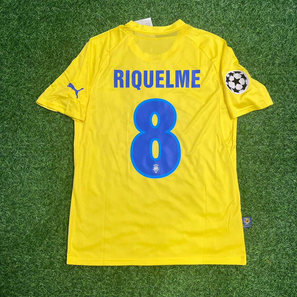 Juan Roman Riquelme 8 – Villarreal 2009–2010 Retro Home Kit Jersey – | | – Back View