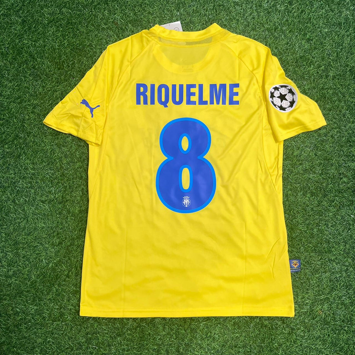 Juan Roman Riquelme 8 – Villarreal 2009–2010 Retro Home Kit Jersey – | | – Back View